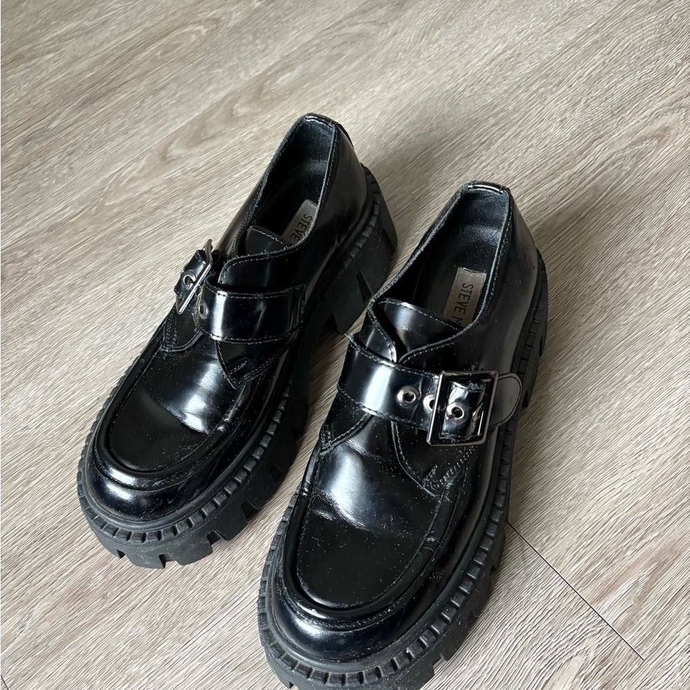 Steve Madden Black Chunky Sole Loafers